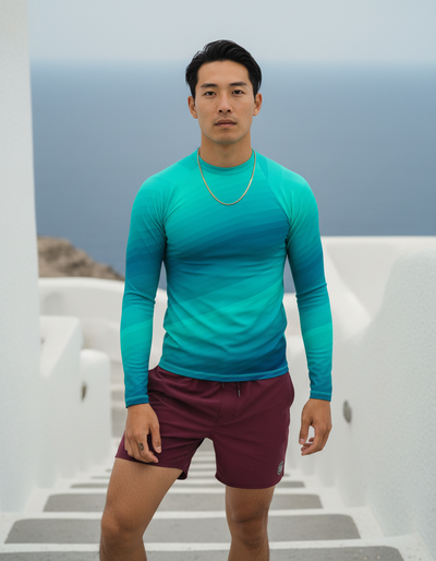 Men's Turquoise Ripple rash guard