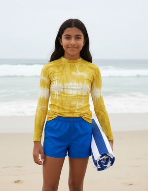 Lemon Yellow Aqua Youth Rash Guard bikini — Dripper