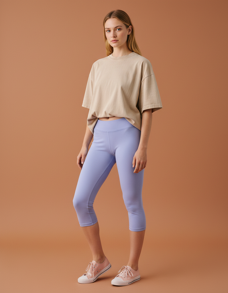 Periwinkle Leggings Capri Leggings — Dripper