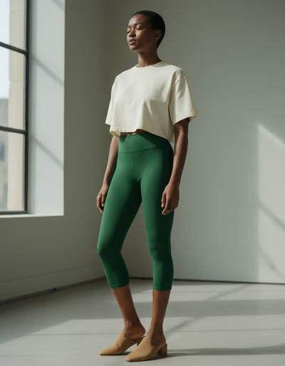 Forest Green Capri Yoga Leggings capri yoga leggings