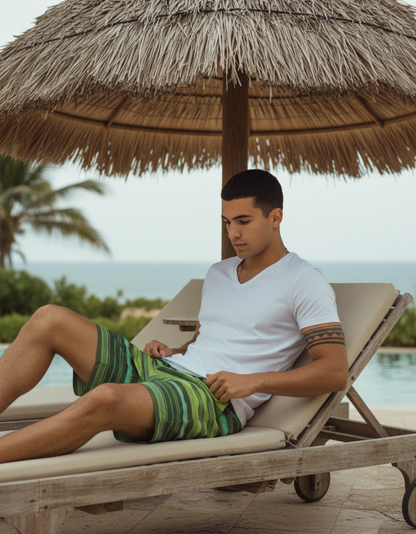 Men's Striped Swim Trunks