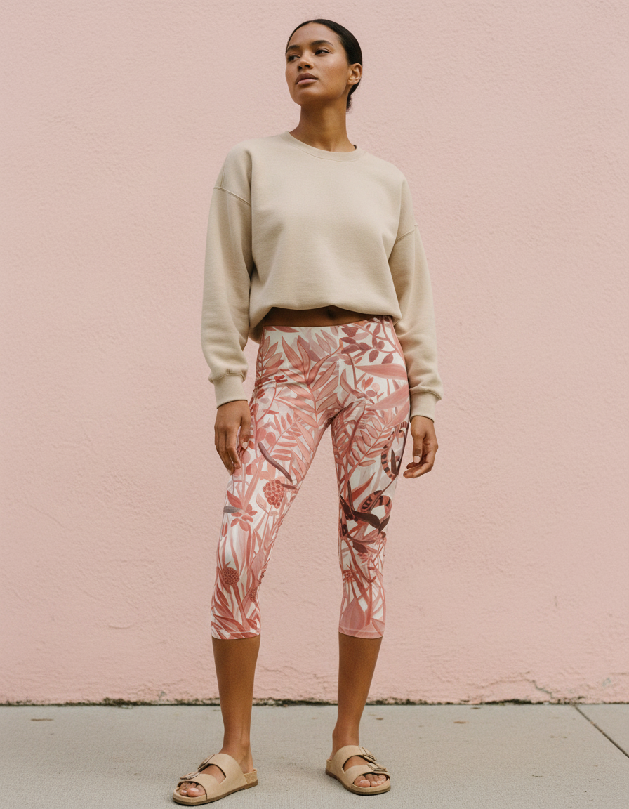 Tea Rose Oasis capri leggings