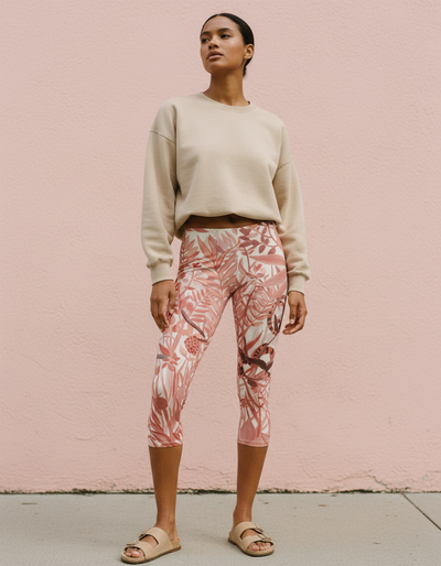 Tea Rose Oasis Capri Leggings capri leggings