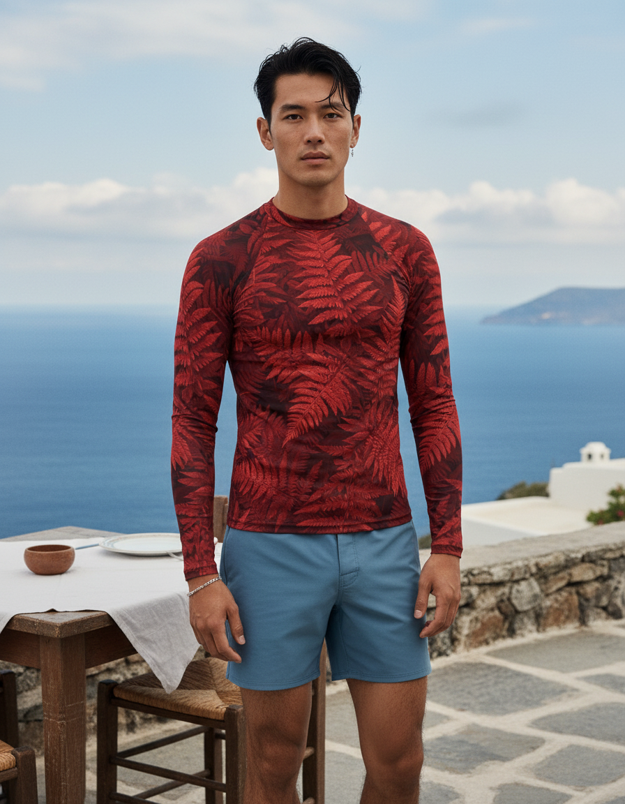Men's Fiery Red Emerald men's rashguards