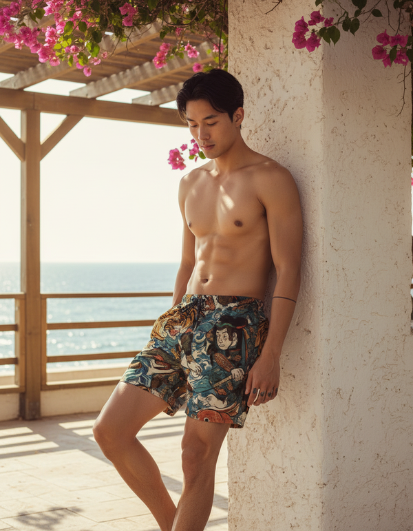 Kuniyoshi men's swim trunks