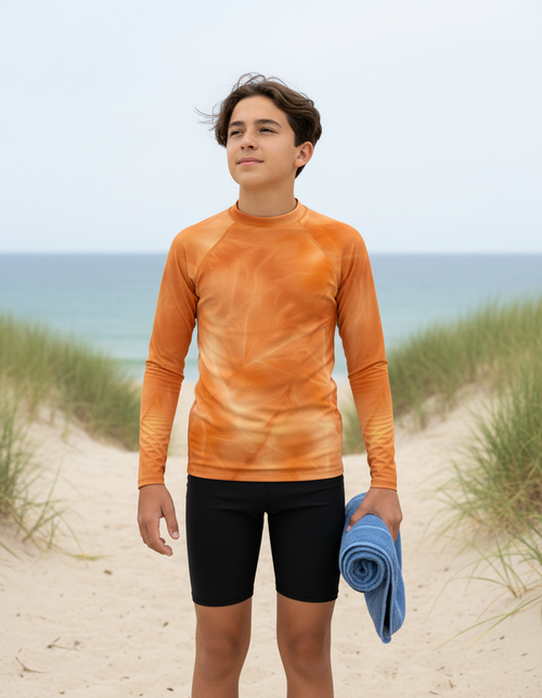 Citrus Orange Frost Youth Rash Guard Youth Rash Guard — Dripper