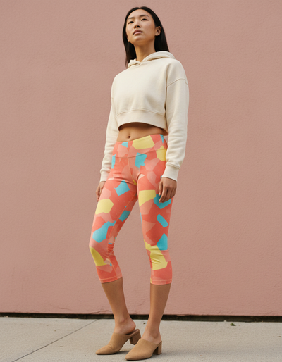 Coral Aura Capri Leggings capri leggings
