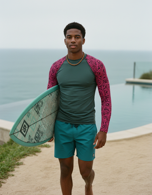 Men's Hot Pink Chord men's short-sleeve rashguards