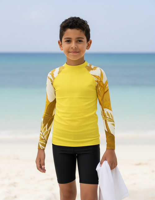 Lemon Yellow Tropique Youth Rash Guard Youth Rash Guard — Dripper