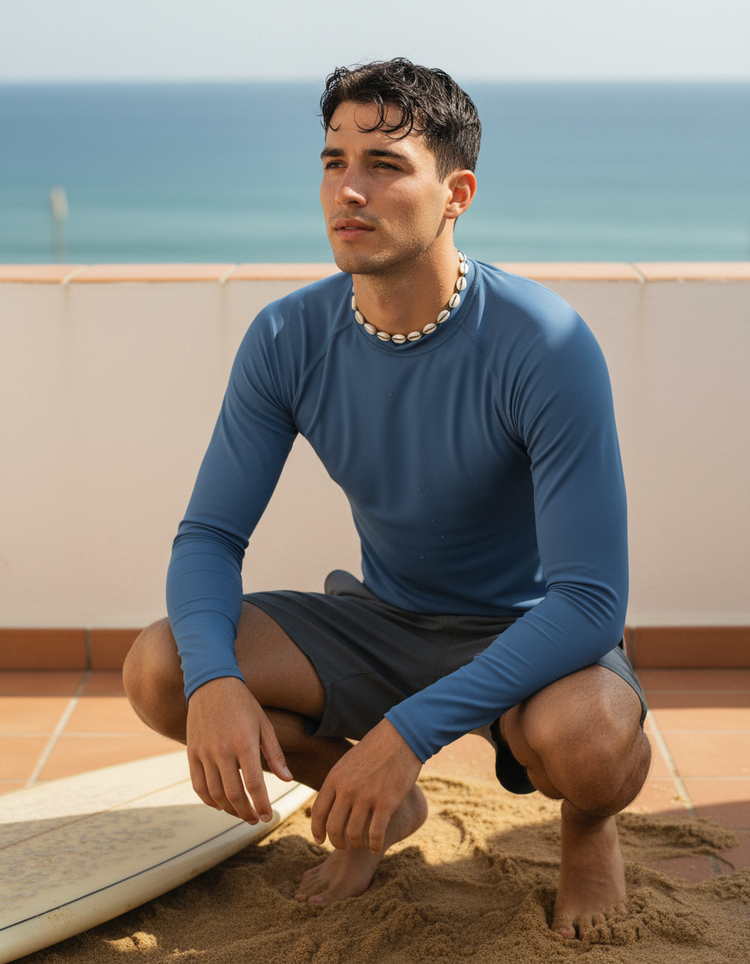 Mid Denim Rash Guard Men's Rashguard — Dripper