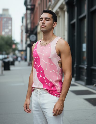 Men's Hot Pink Nebula Tank Top tank top