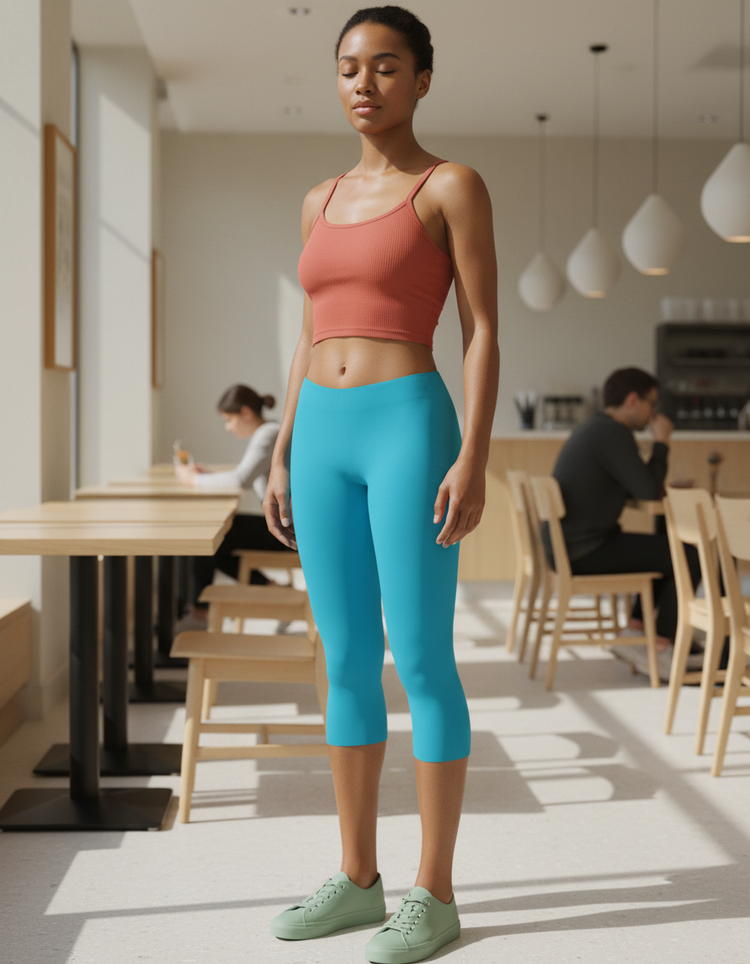 Pacific Blue Leggings Capri Leggings — Dripper