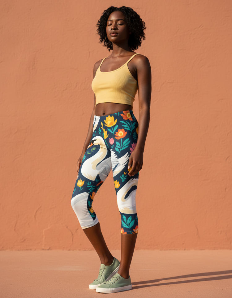 Women's Swan Capri Leggings