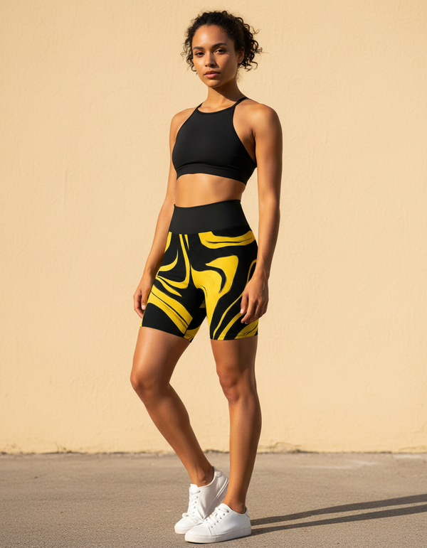 Lunar Wave Eclipse Yoga Shorts