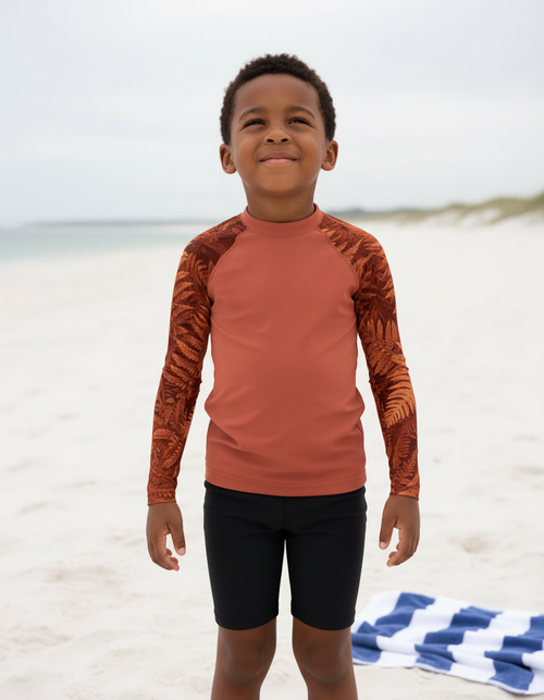 Burnt Sienna Emerald Kids Rash Guard Kids Rash Guard — Dripper