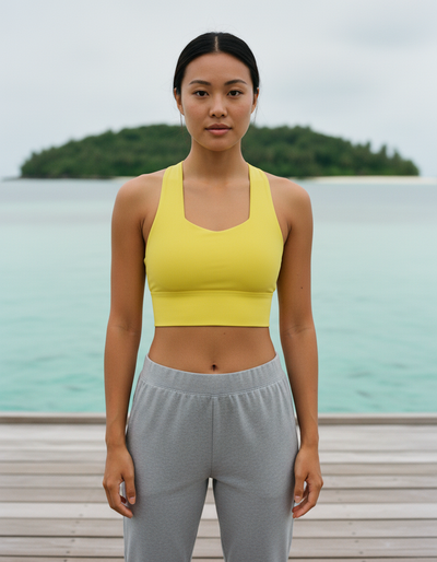 Lemon Yellow Longline Sports Bra longline sports bra