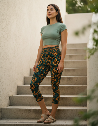 Citrus Orange Boca Capri Yoga Leggings capri yoga leggings