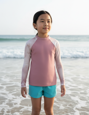 Dusty Rose Mosaic Kids Rash Guard Kids Rash Guard — Dripper