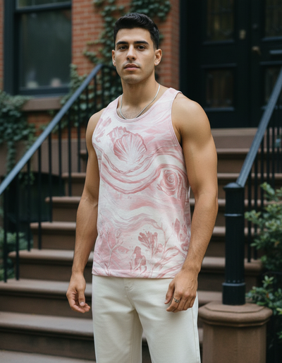 Men's Millennial Pink Tidepool Tank Top tank top