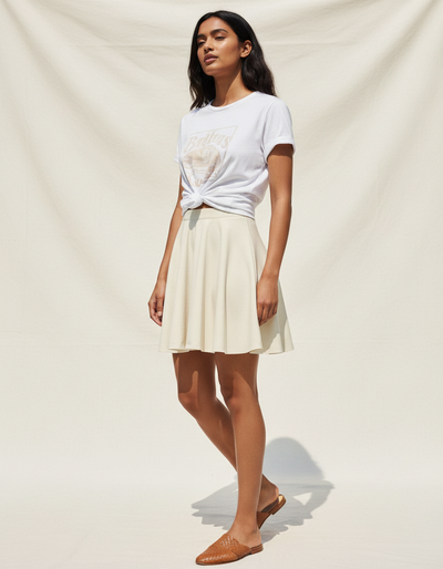 Linen Cream Skater Skirt skater skirt