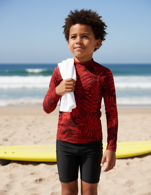 Fiery Red Emerald Kids Rash Guard Kids Rash Guard — Dripper