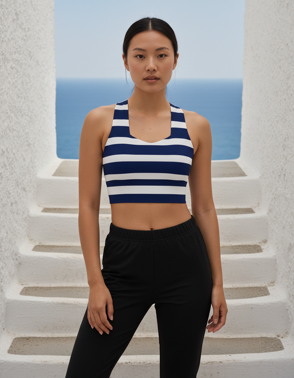 Nautical Stripe longline sports bras