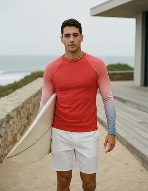 Men's Fiery Red Prism men's short-sleeve rashguards