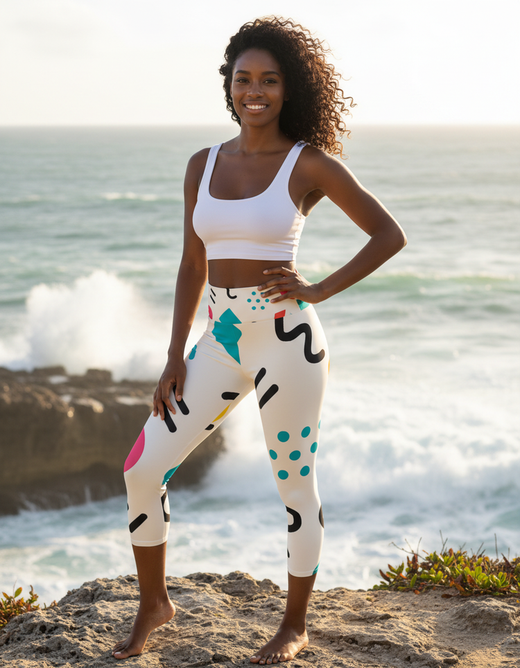 Women's Memphis Design Yoga Capri Leggings
