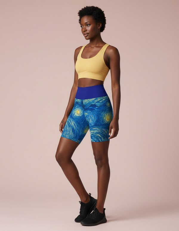 Van Gogh Starry Night yoga shorts