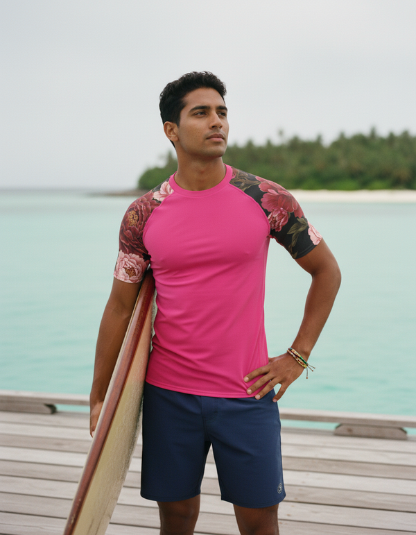 Men's Chinese Peony Rash Guard