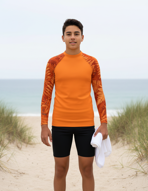 Citrus Orange Emerald Youth Rash Guard Youth Rash Guard — Dripper