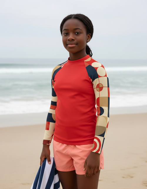 Fiery Red Form Youth Rash Guard Youth Rash Guard — Dripper