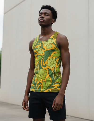 Men's Runway Chartreuse Amaryllis Tank Top tank top