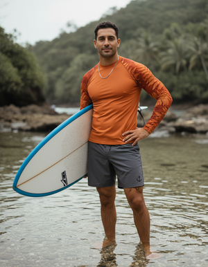 Citrus Orange Emerald Rash Guard Men's Rashguard — Dripper