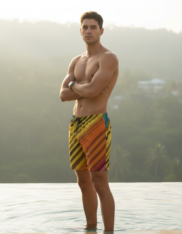 Striped Collection men's swim trunks