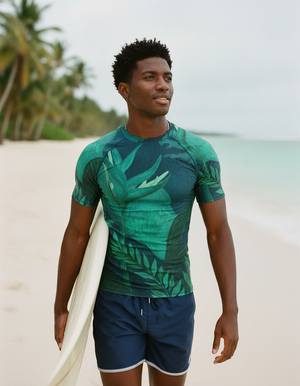 Men's Turquoise Tropique men's short-sleeve rashguards