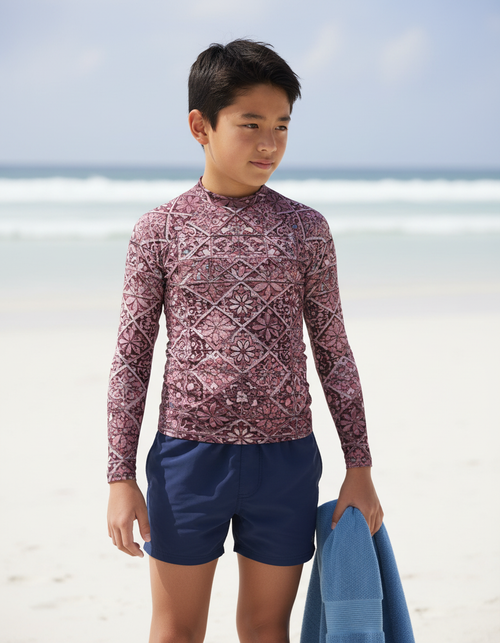 Amaranth Zellige Youth Rash Guard Youth Rash Guard — Dripper