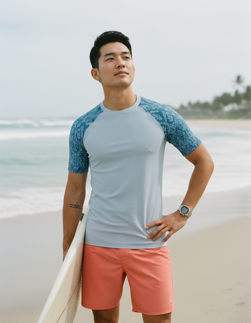 Blue Aura Siam Rash Guard Men's Rashguard — Dripper