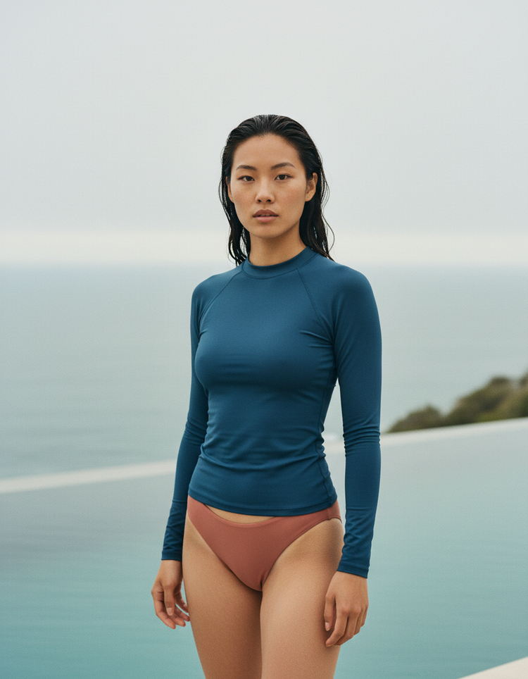 Atlantic Blue Rash Guard Women's Rashguard — Dripper