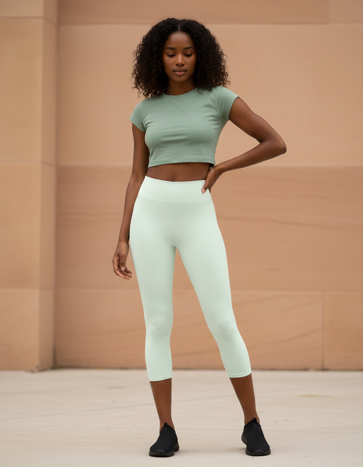 Mint Cream Capri Yoga Leggings Capri Yoga Leggings — Dripper