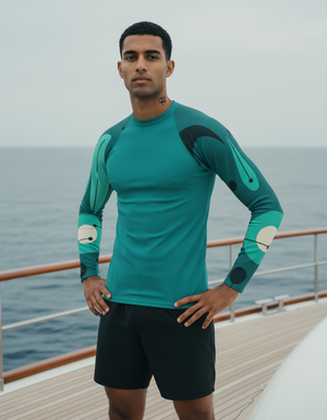 Turquoise Echo Rash Guard Men's Rashguard — Dripper