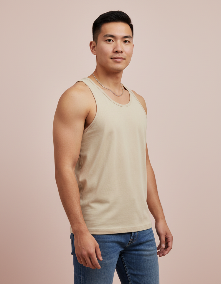 Beige Tank Top Men's Tank Top — Dripper