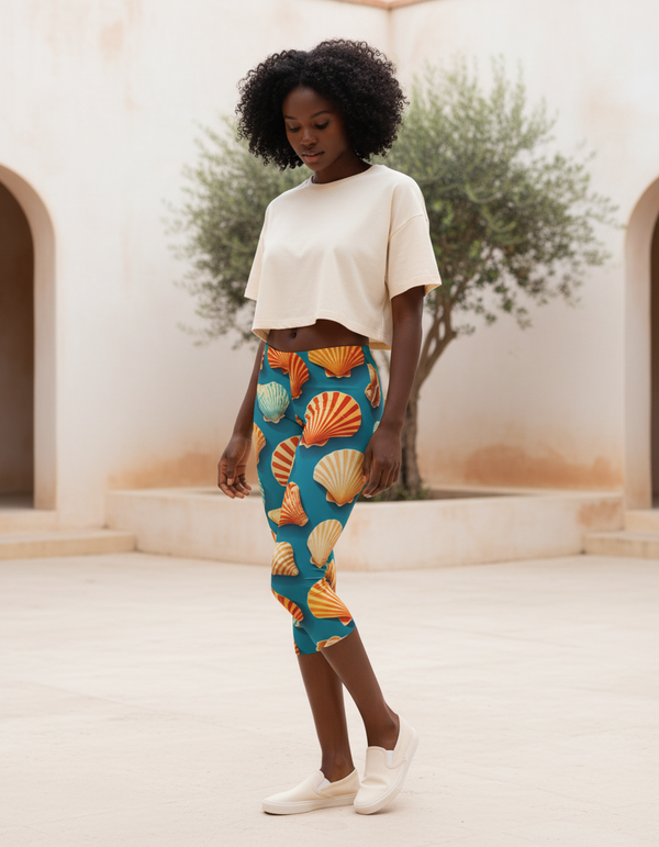 Coral Capri Leggings Capri Leggings — Dripper