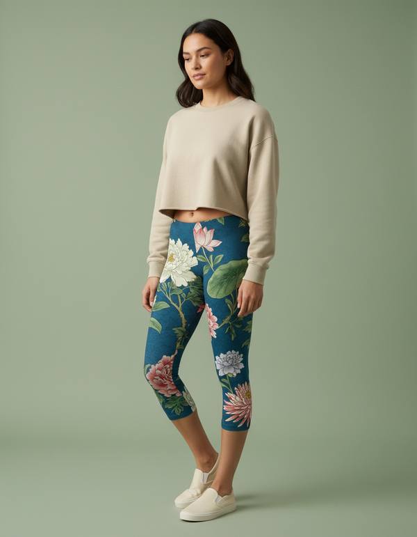Women's Chinese Porcelain Capri Leggings