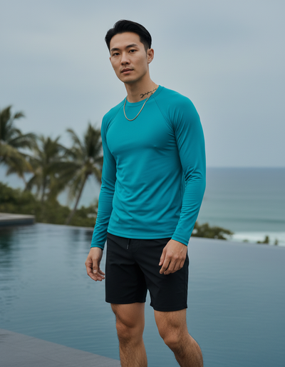 Men's Caribbean Blue rash guard