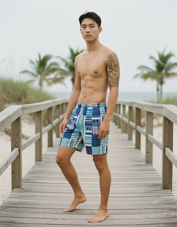 Men's African Kente Swim Trunks