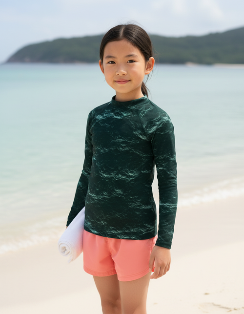 Turquoise Eclipse Kids Rash Guard Kids Rash Guard — Dripper