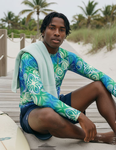 Men's Transformative Teal Prism rash guard