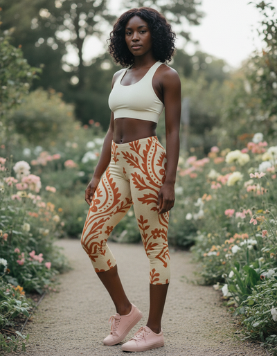 Citrus Orange Pavitra Capri Leggings capri leggings
