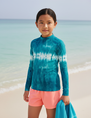 Turquoise Aqua Kids Rash Guard bikini — Dripper